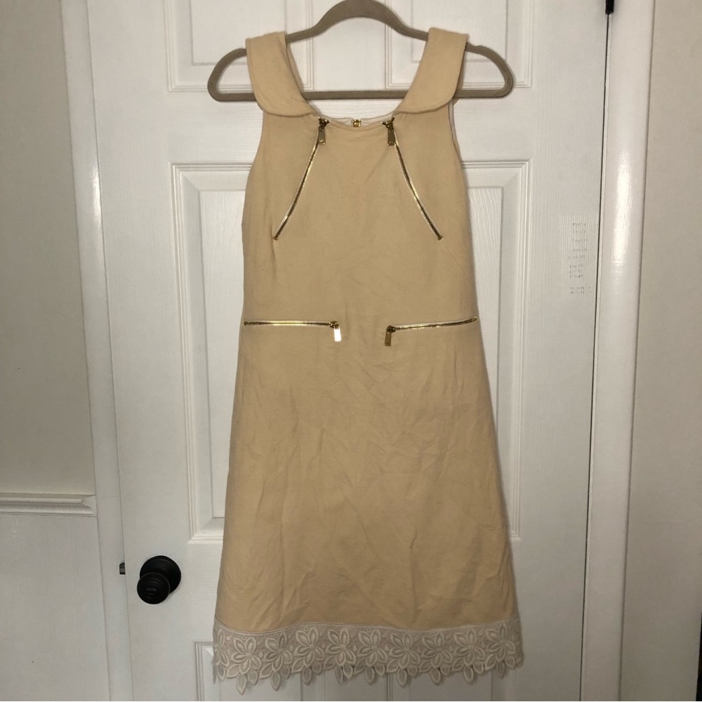 Michael Kors Italy Zipper Wool Lace Trim Dress